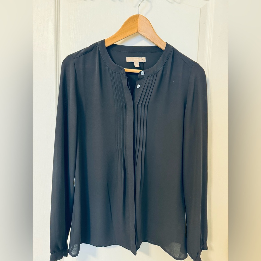 Banana Republic Black Semi Sheer Long Sleeve Blouse XS